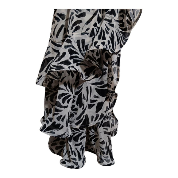 Alexis Beautiful One Shoulder Printed Dress with Side Slit and Tiered Ruffles - Picture 7 of 15